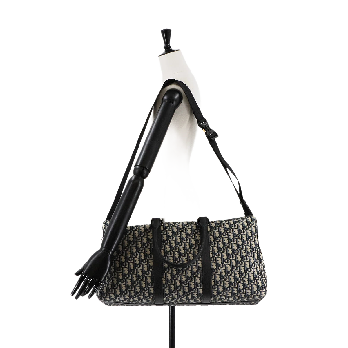 Christian Dior Oblique Lingot 50 Boston Shoulder Bag Canvas Leather