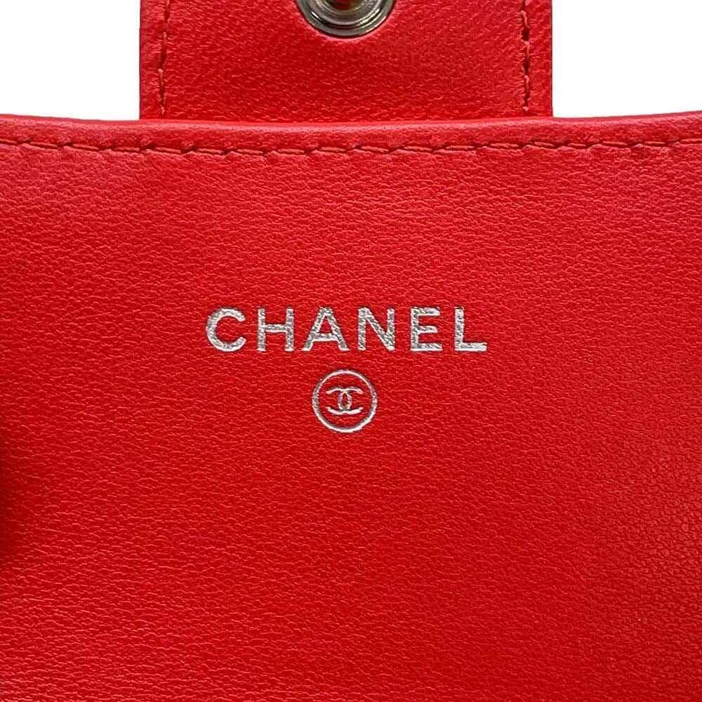 CHANEL Matelasse Chain Wallet Lambskin Red