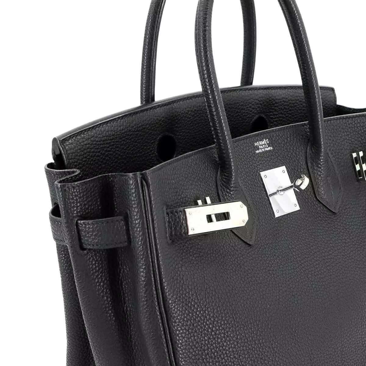 HERMES Birkin 30 Hand Bag Togo Leather Black Purse