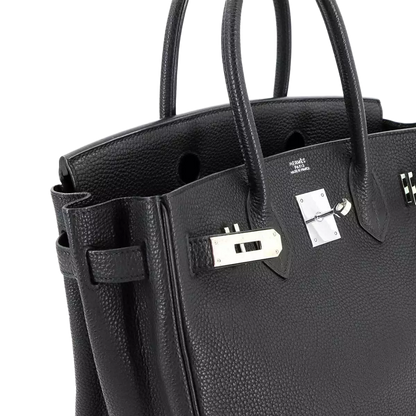 HERMES Birkin 30 Hand Bag Togo Leather Black Purse