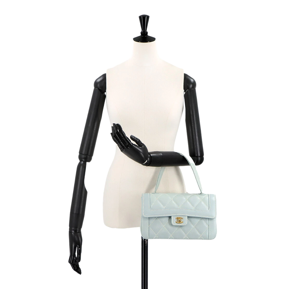 CHANEL Matelasse Wild Stitch Hand Bag Leather Light Blue