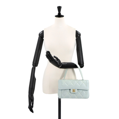 CHANEL Matelasse Wild Stitch Hand Bag Leather Light Blue