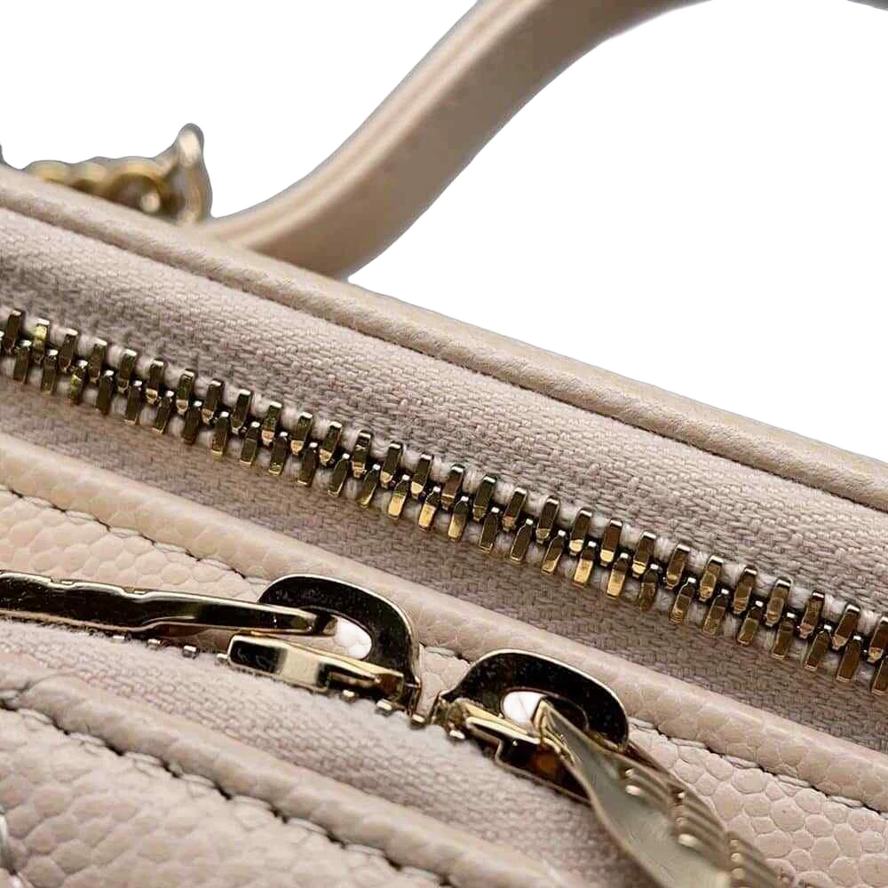 CHANEL Matelasse 2WAY Chain Vanity Bag Calfskin Beige