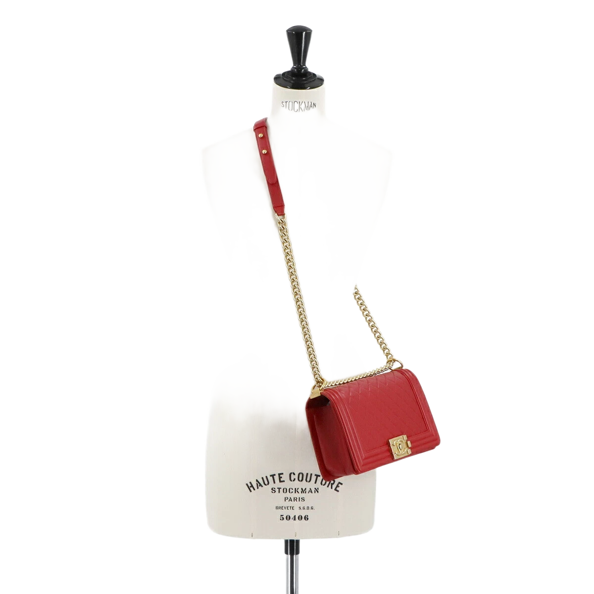 CHANEL BOY CHANEL Chain Shoulder Bag Leather Red Purse