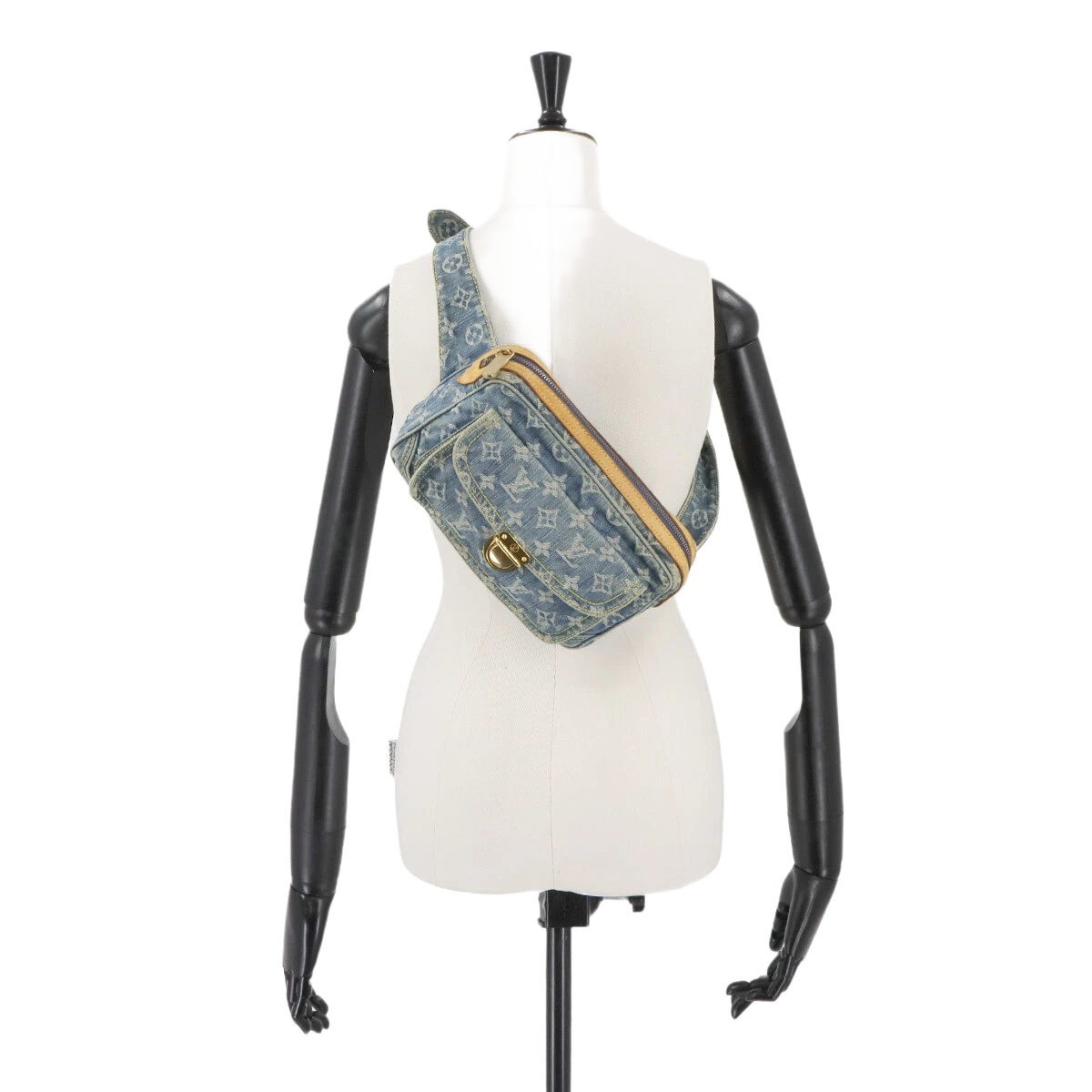 LOUIS VUITTON Monogram Denim Bum Bag Waist Pouch Canvas Blue