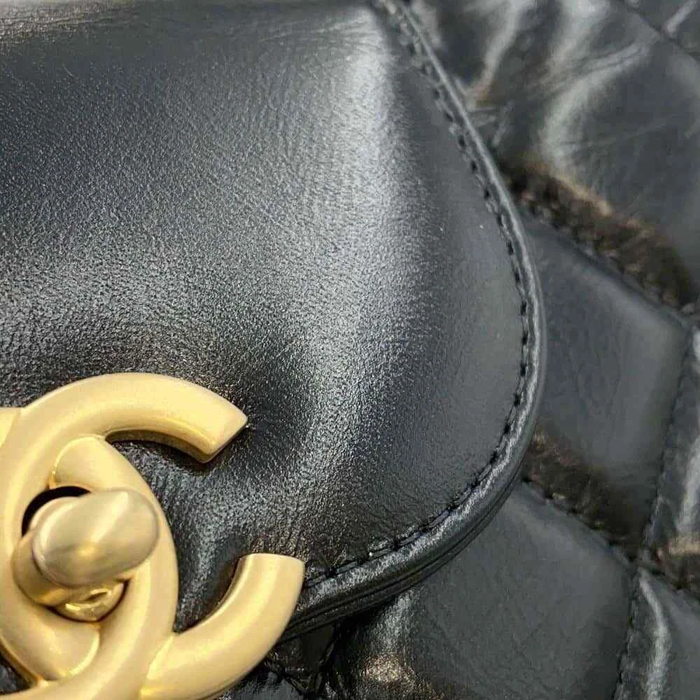 CHANEL Shopping Bag 2-Way Shoulder Bag Size Mini Shiny Calf Leather Black