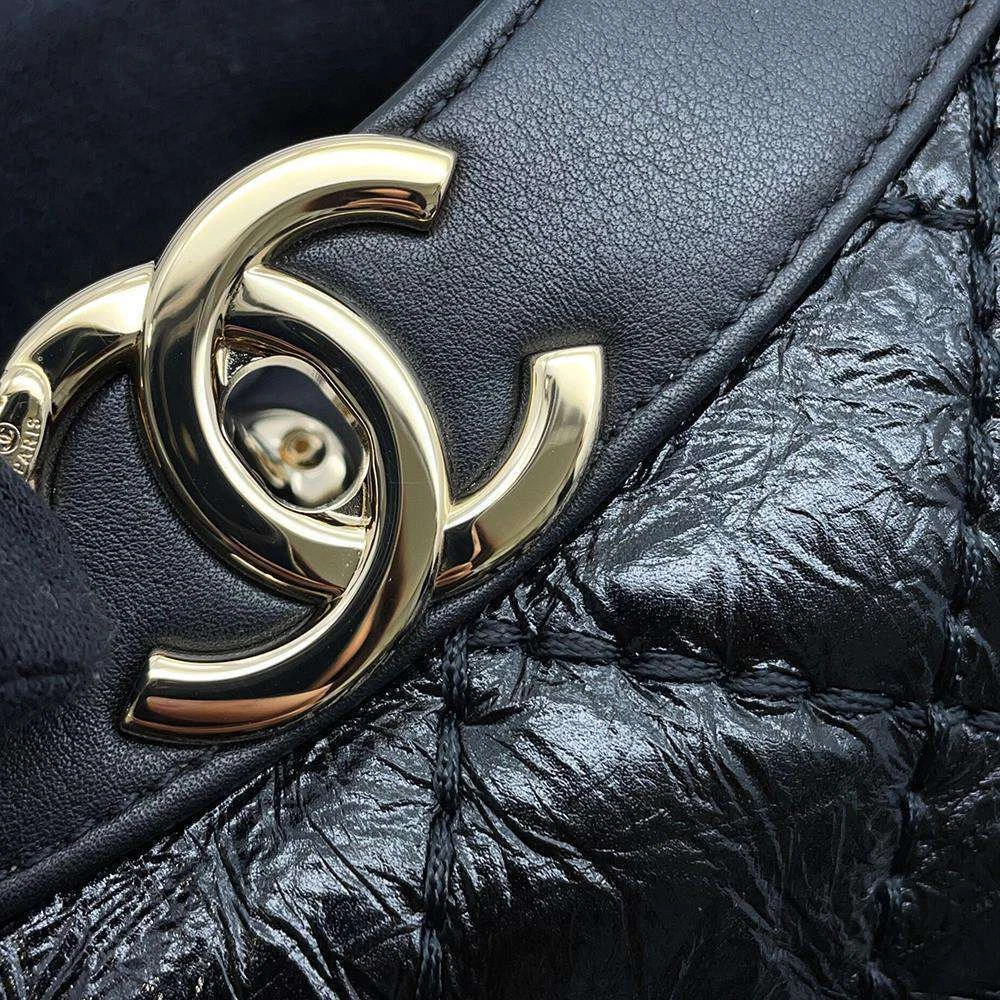 CHANEL CHANEL31 2-WAY Handbag Size Large Crumple Calf Leather Black