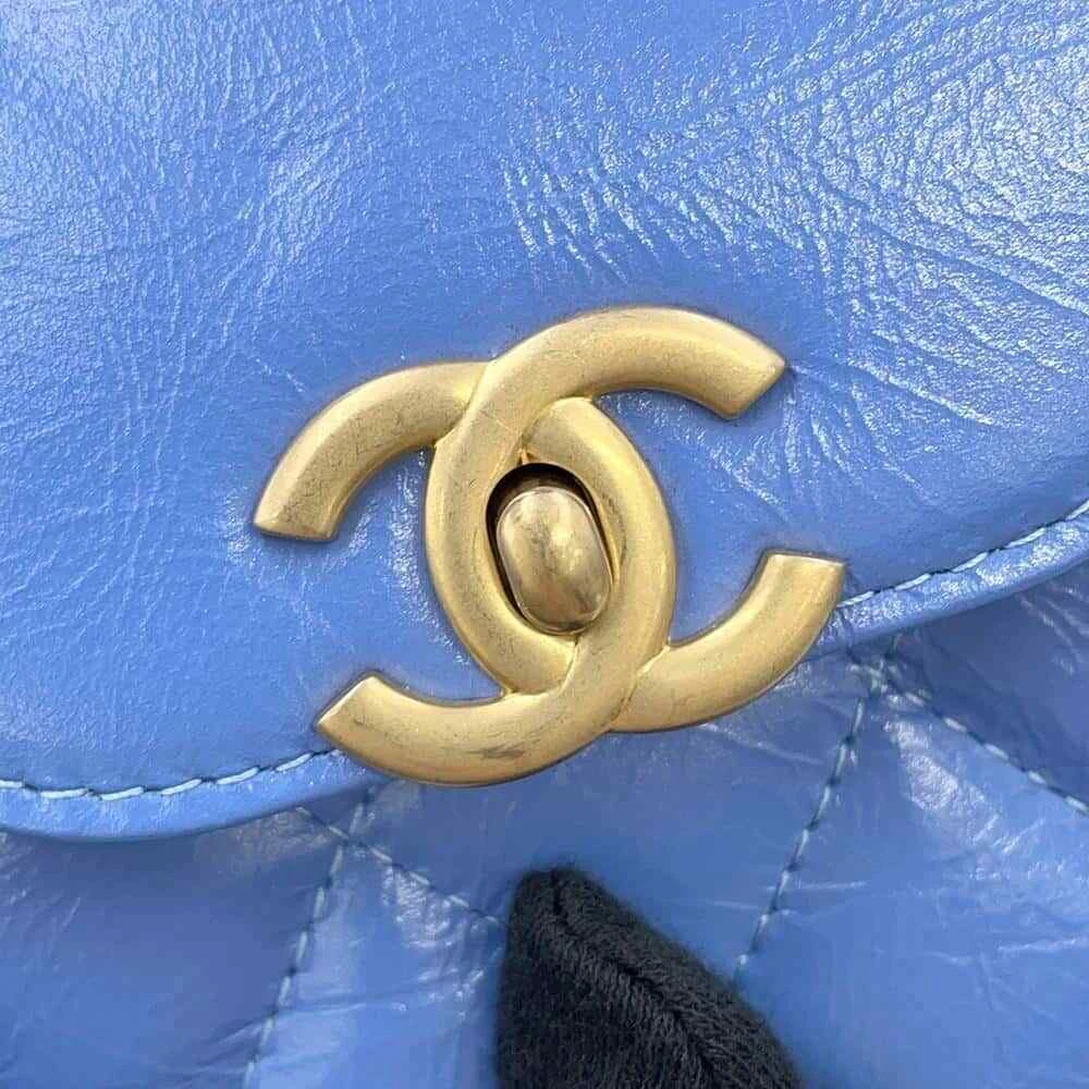 CHANEL Matelasse Mini Shopping Bag 2-Way Bag Size Mini Shiny Calf Leather Light Blue