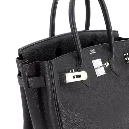 HERMES Birkin 30 Hand Bag Togo Leather Black Purse
