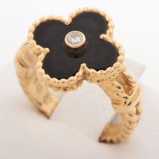 Van Cleef & Arpels Vintage Alhambra Onyx Diamond Ring