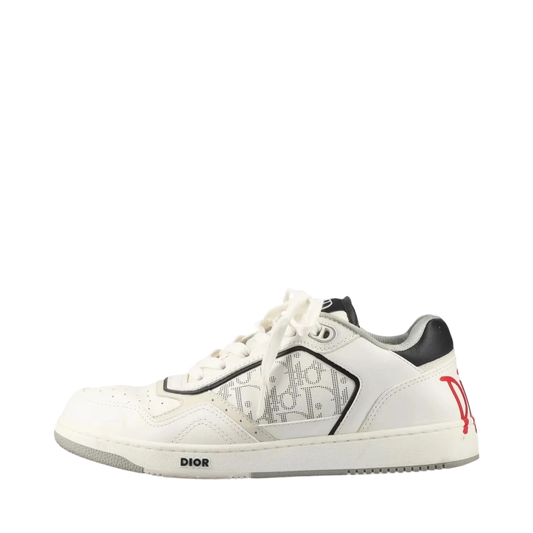 Dior x Sean Stussy B27 Leather Sneakers 41 Men's White Oblique Shoelaces