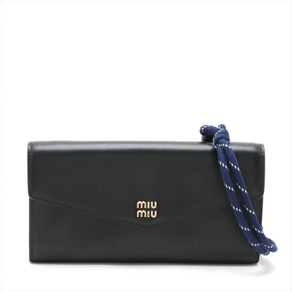 Miu Miu Leather Shoulder Wallet Black