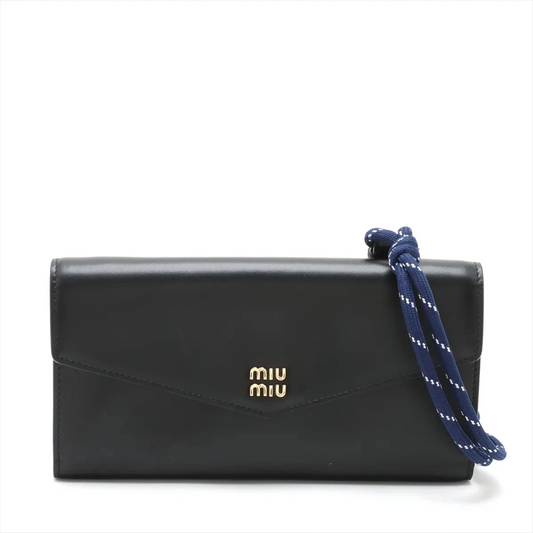 Miu Miu Leather Shoulder Wallet Black