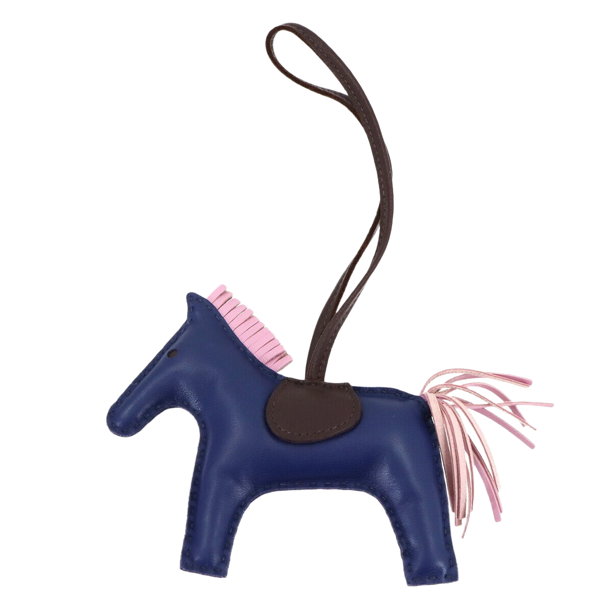 HERMES Rodeo MM Bag Charm Agneau Milo Bleu Saphir Mauve Sylvestre