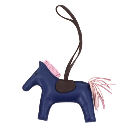 HERMES Rodeo MM Bag Charm Agneau Milo Bleu Saphir Mauve Sylvestre