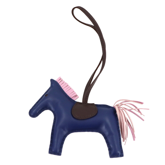 HERMES Rodeo MM Bag Charm Agneau Milo Bleu Saphir Mauve Sylvestre