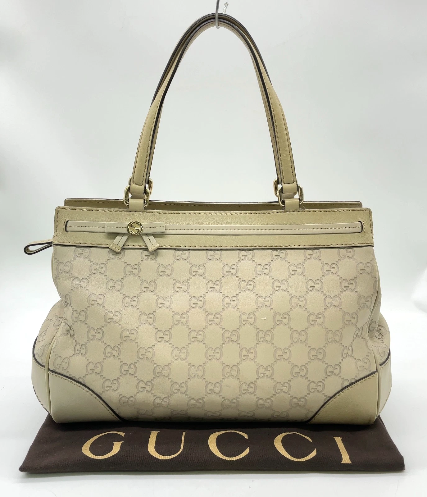 Gucci Guccissima Mayfair Tote Bag in Ivory Leather