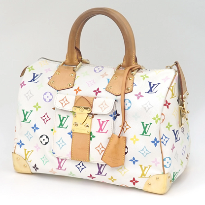 Louis Vuitton Multicolor Speedy 30 in White Monogram Canvas