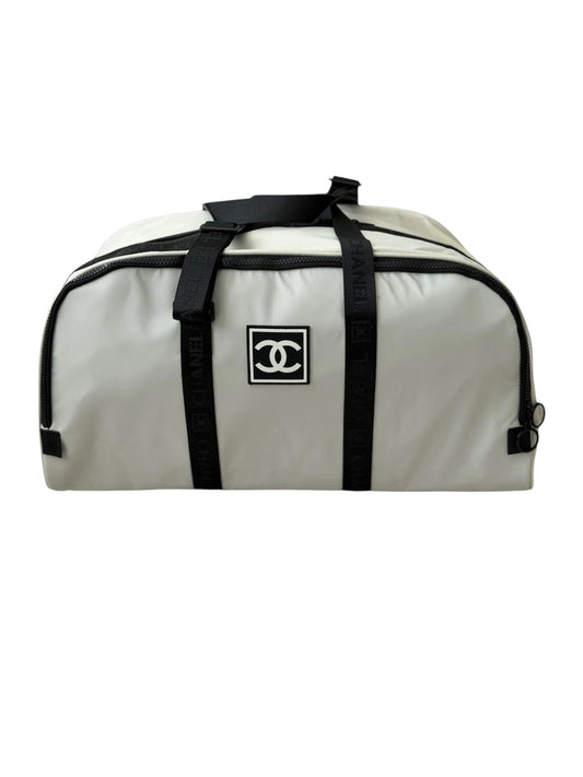 CHANEL Large White Cream Nylon Duffle Bag