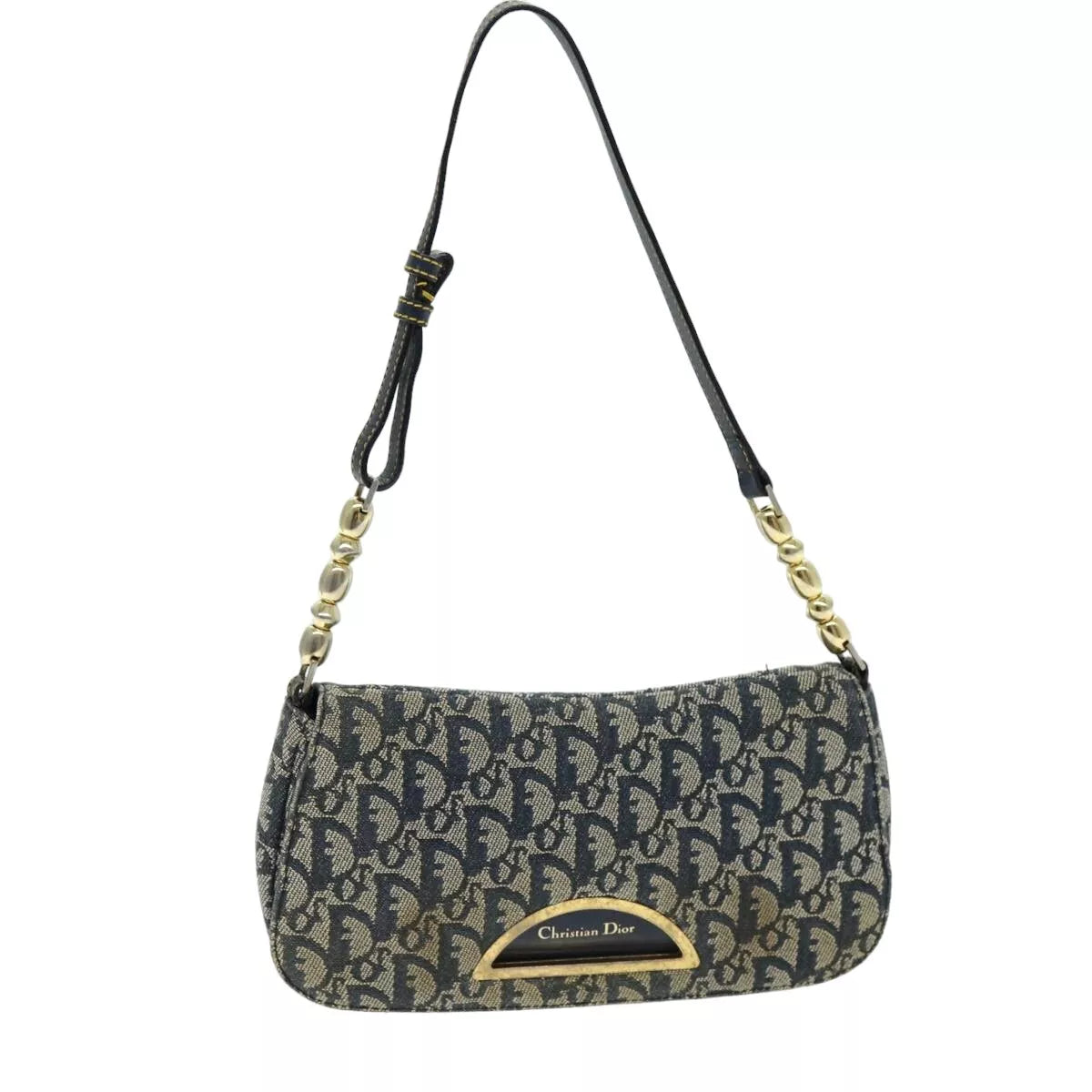 Christian Dior Trotter Canvas Maris Pearl Shoulder Bag – Navy