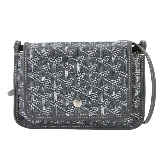 GOYARD Plumet Pocket Wallet Shoulder Bag PVC Leather Grey Purse