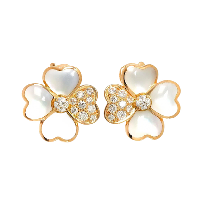 Van Cleef Arpels Cosmos Diamond Mother of Pearl SM Earrings Pierced 18K PG 750 90276174