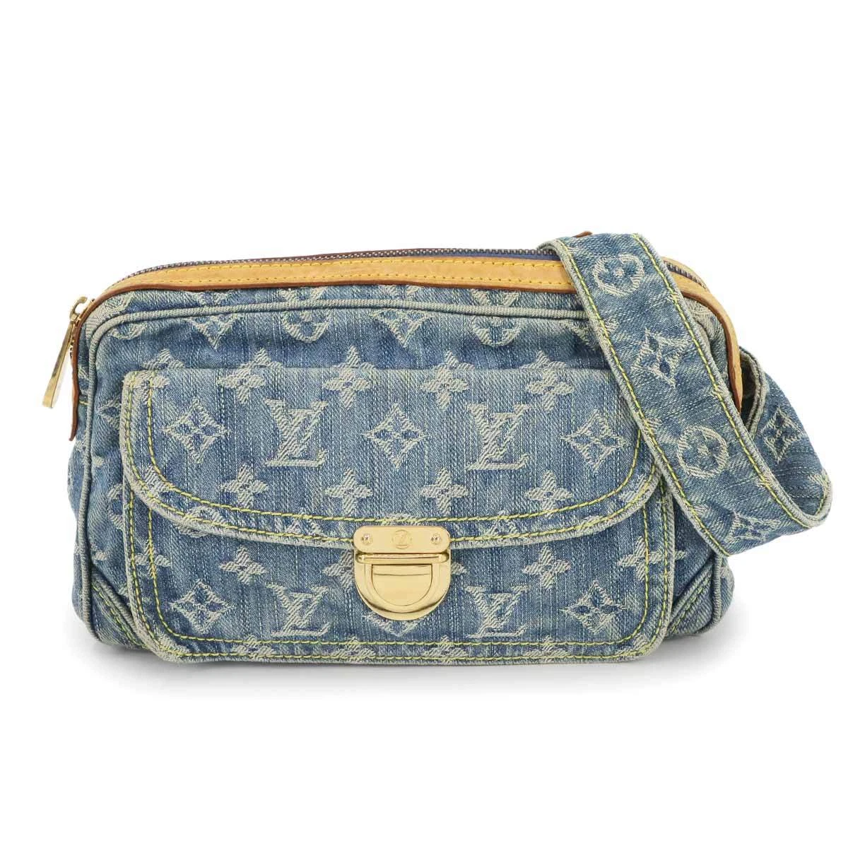 LOUIS VUITTON Monogram Denim Bum Bag Waist Pouch Canvas Blue
