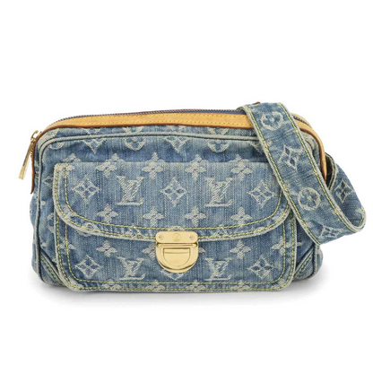 LOUIS VUITTON Monogram Denim Bum Bag Waist Pouch Canvas Blue