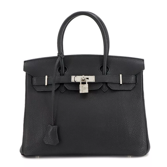 HERMES Birkin 30 Hand Bag Togo Leather Black Purse