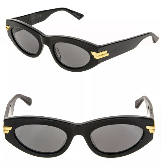 BOTTEGA VENETA MITRE Black Oval Sunglasses