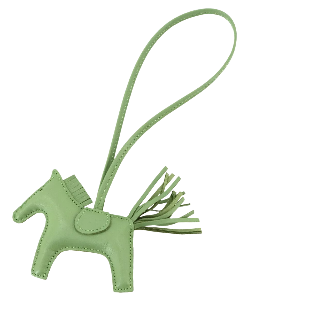 HERMES Rodeo PM Bag Charm Agneau Milo Swift Leather Vert Criquet