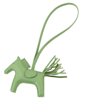 HERMES Rodeo PM Bag Charm Agneau Milo Swift Leather Vert Criquet