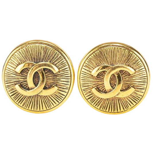 Chanel Vintage CC Logos Round Clip-On Earrings in Gold Tone