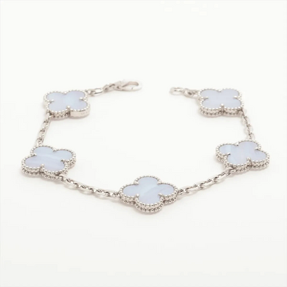 Van Cleef & Arpels Vintage Alhambra 5P Chalcedony Bracelet 750(WG) 11.4g