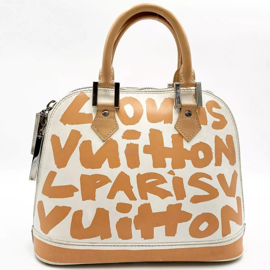 LOUIS VUITTON Alma MM Monogram Graffiti Hand Bag In Beige