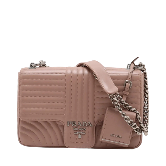 Prada Diagramme Leather Chain Shoulder Bag in Pink