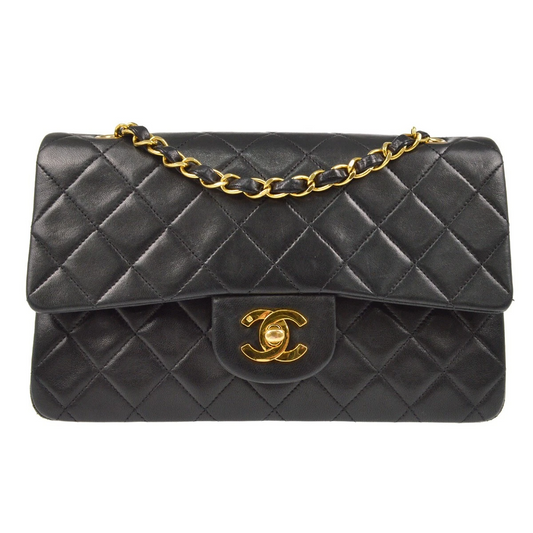 Chanel Black Lambskin Small Classic Double Flap Shoulder Bag