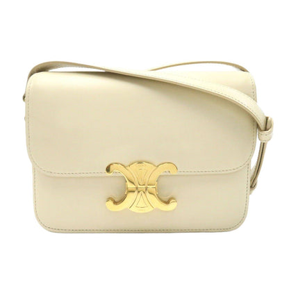 CELINE Soiree Shoulder crossbody hand Bag leather Beige Used