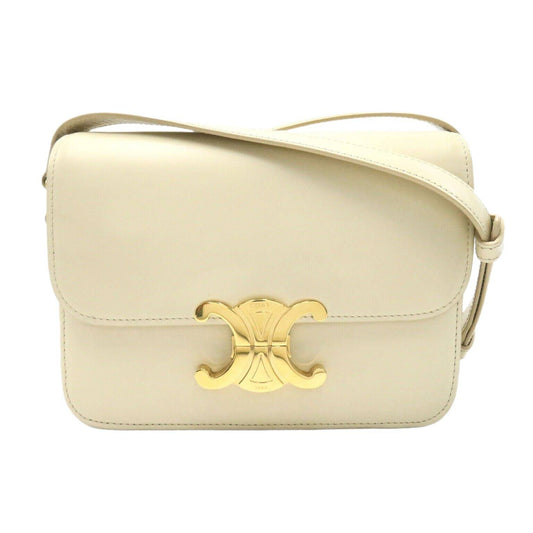 CELINE Soiree Shoulder crossbody hand Bag leather Beige Used