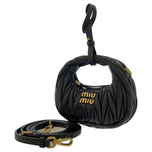 MIUMIU Wonder Matelasse Hobo Bag Leather Black