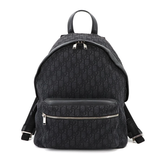 Christian Dior Oblique Rider Backpack in Black Canvas & Leather