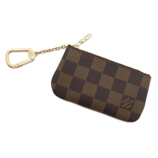 LOUIS VUITTON Pochette Cles Damier Ebene Canvas Brown