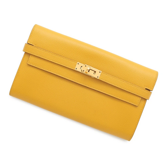 HERMES Kelly wallet long Epsom Jaune Ambre