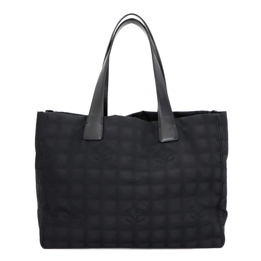 CHANEL New Travel Line Tote MM Bag Nylon Jacquard Leather Black A15991