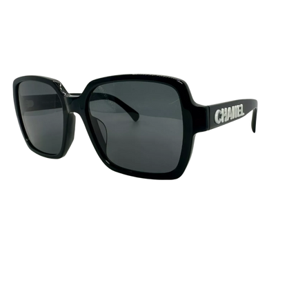 CHANEL Sunglasses Black With White Logo CH5408 C.1026/S4