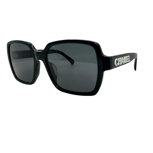 CHANEL Sunglasses Black With White Logo CH5408 C.1026/S4