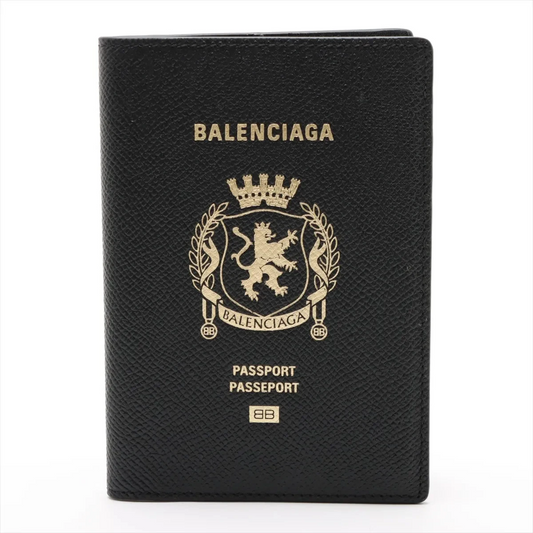 Balenciaga Leather Passport Case Black