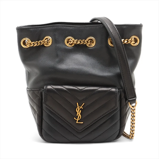 Saint Laurent Paris Joe Leather Chain Shoulder Bag Black