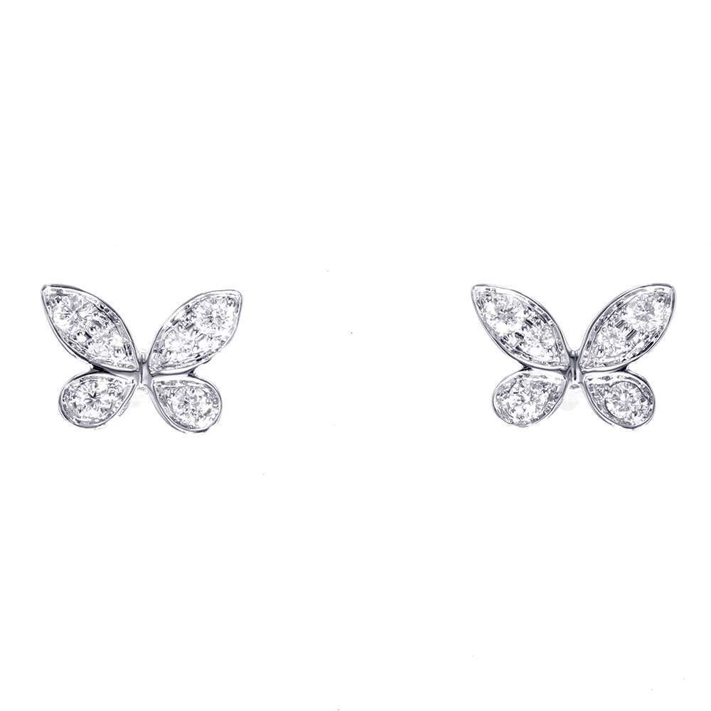 GRAFF Pave Butterfly Diamond Petit Stud Earrings 18K White Gold