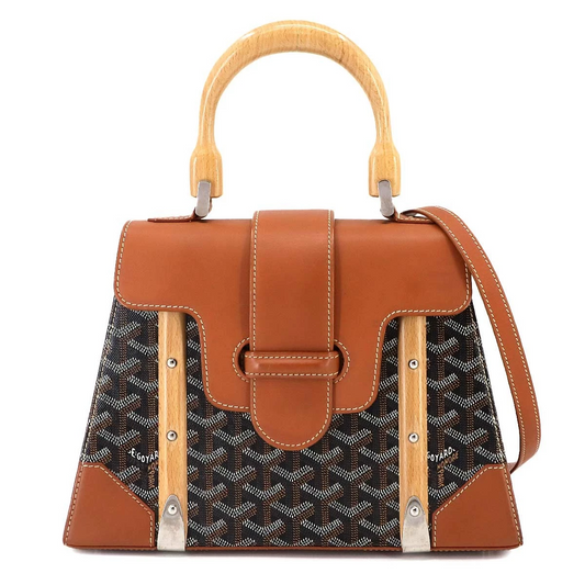 Goyard Saigon PM in Black Goyardine Canvas, Leather & Wood